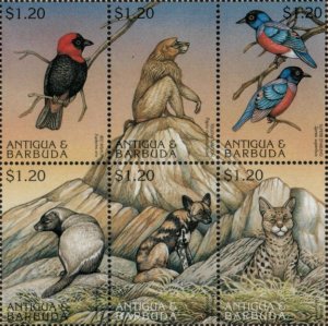 画像1: アンティグア・バーブーダ切手 　1997年　絶滅危惧種　サーバル　動物　6種 (1)