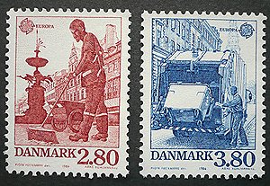 画像1: デンマーク切手 1986年　ヨーロッパ 　清掃　2種　 (1)