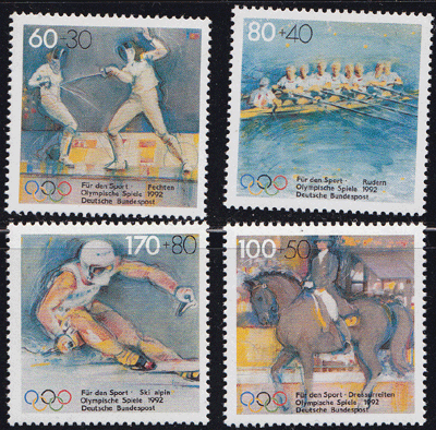 ドイツ切手 1992年 アルベールビル冬季 バルセロナ夏季オリンピック記念 すてきな郵便屋さんciel