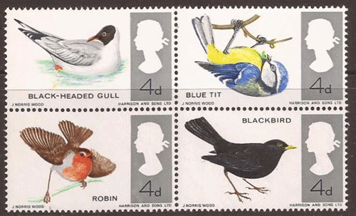イギリス切手 1966年 イギリスの鳥 連刷 - すてきな郵便屋さんciel