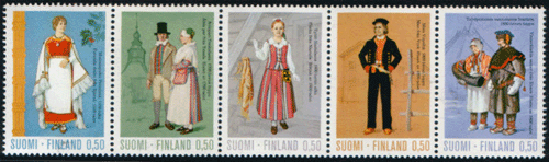 フィンランド切手 1972年 民族衣装 5種 すてきな郵便屋さんciel