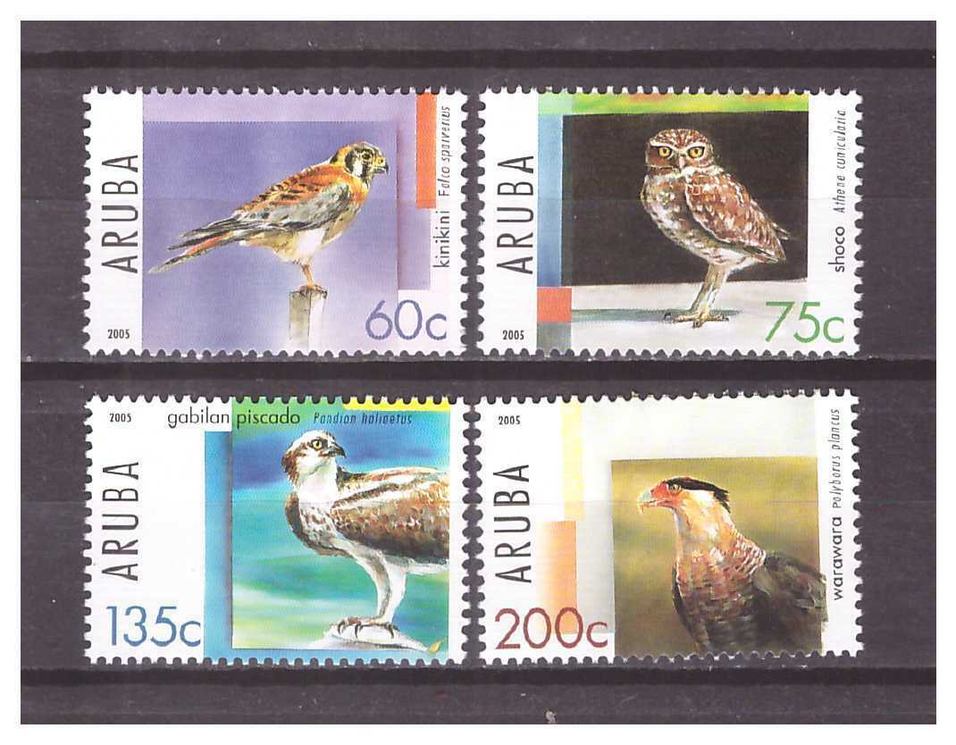 アルバニア共和国 切手 05年 猛禽類 アナホリフクロウ カンムリカラカラ 鳥 4種 すてきな郵便屋さんciel