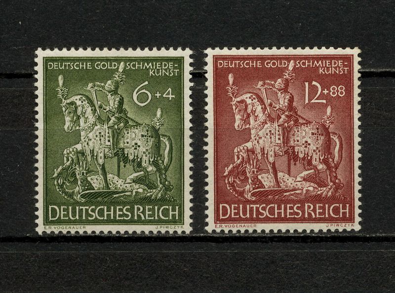 ドイツ切手 1943年 金細工師組合 聖ゲオルクの金細工 2種 すてきな郵便屋さんciel