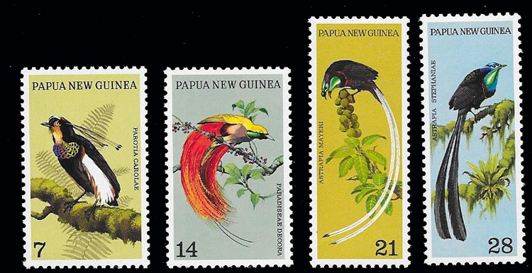 パプアニューギニア切手 1973年 楽園の鳥 シロジクオナガフウチョウ 4 