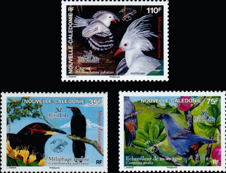 ニューカレドニア切手 2007年 固有鳥 カグー 3種 - すてきな郵便屋さんciel