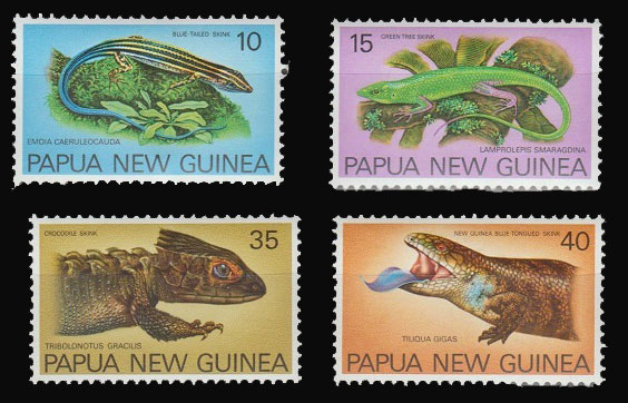 パプアニューギニア切手 1978年 爬虫類 保護動物 アカメカブトトカゲ 4 