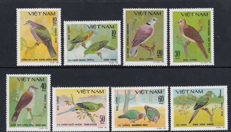 ベトナム切手 1981年 鳥 鳩 ヨコジマオナガバト 8種 - すてきな郵便屋 