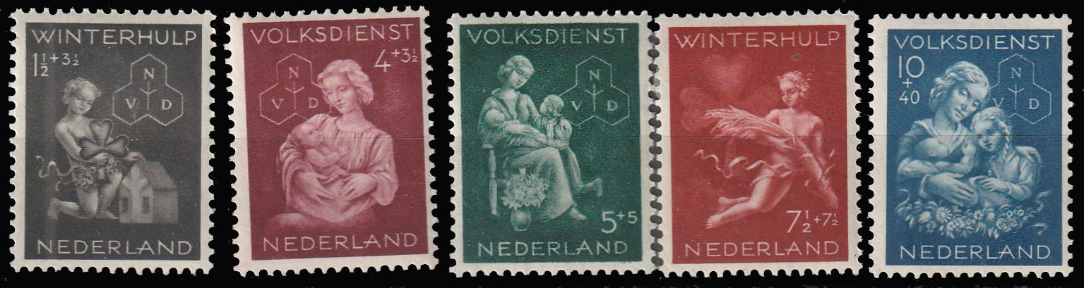 オランダ切手 1944年 母子 救済 5種 - すてきな郵便屋さんciel