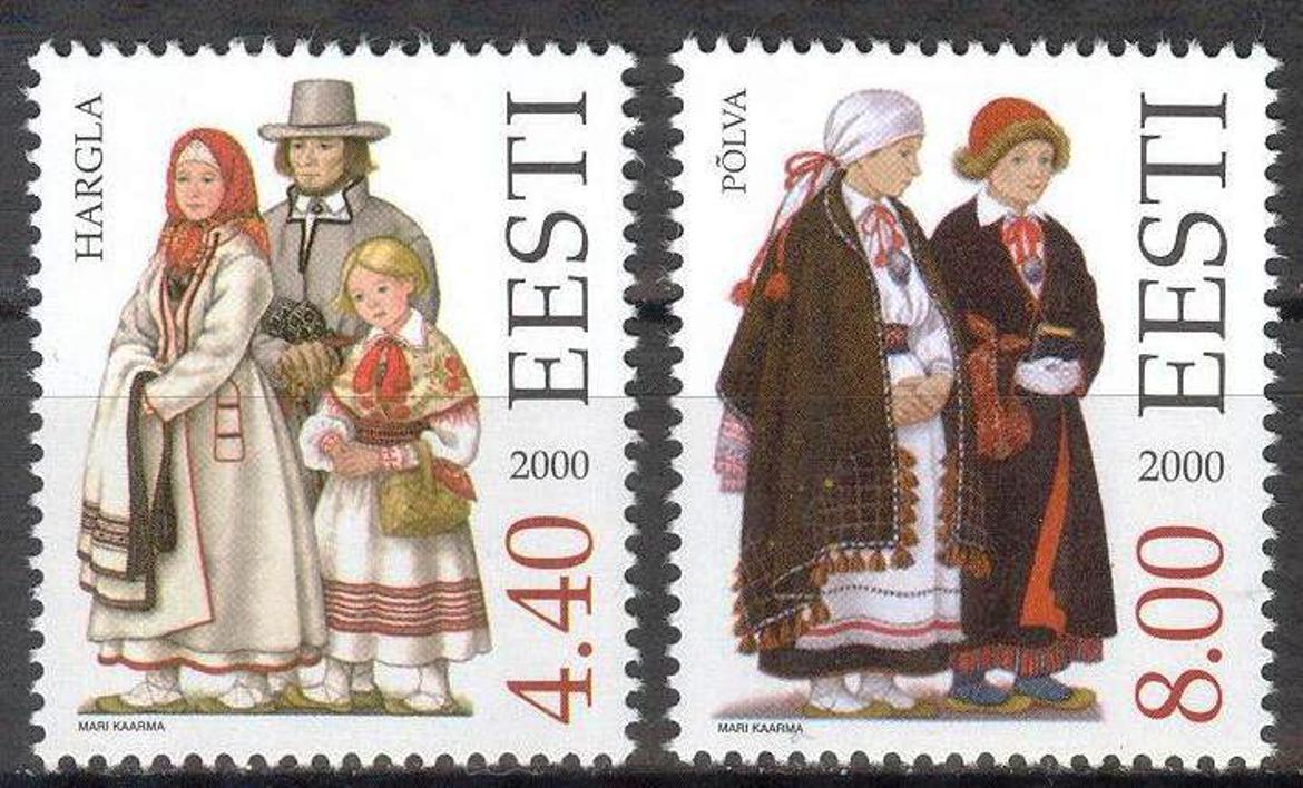 エストニア切手 2000年 民族衣装 2種 - すてきな郵便屋さんciel