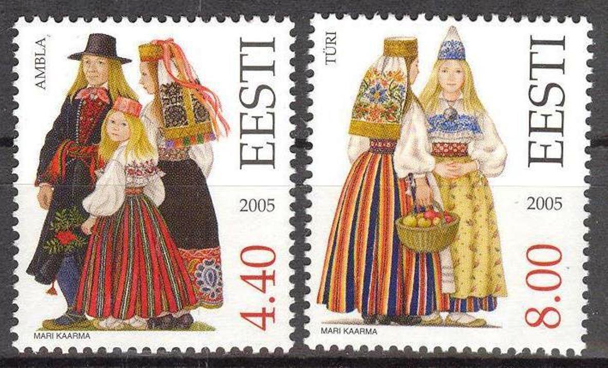 エストニア切手 2005年 民族衣装 2種 - すてきな郵便屋さんciel